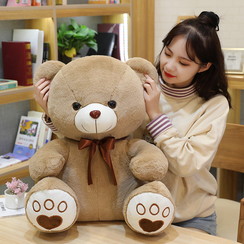 CuddlePal: Sitting Teddy Bear Plush with Adorable Ribbon