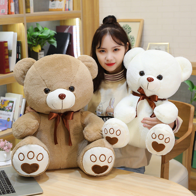 CuddlePal: Sitting Teddy Bear Plush with Adorable Ribbon