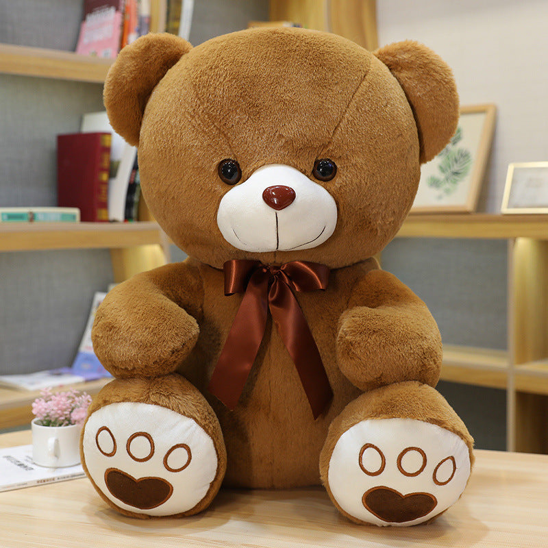 CuddlePal: Sitting Teddy Bear Plush with Adorable Ribbon