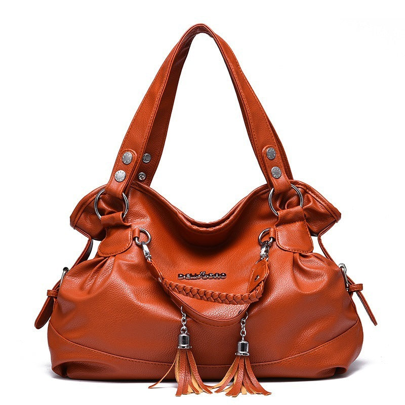 Female Bag Soft Leather Tassel Handbag