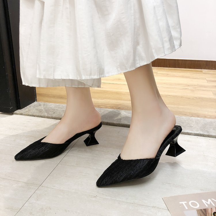 Outer Wear Baotou Mid-Heel Half Slippers