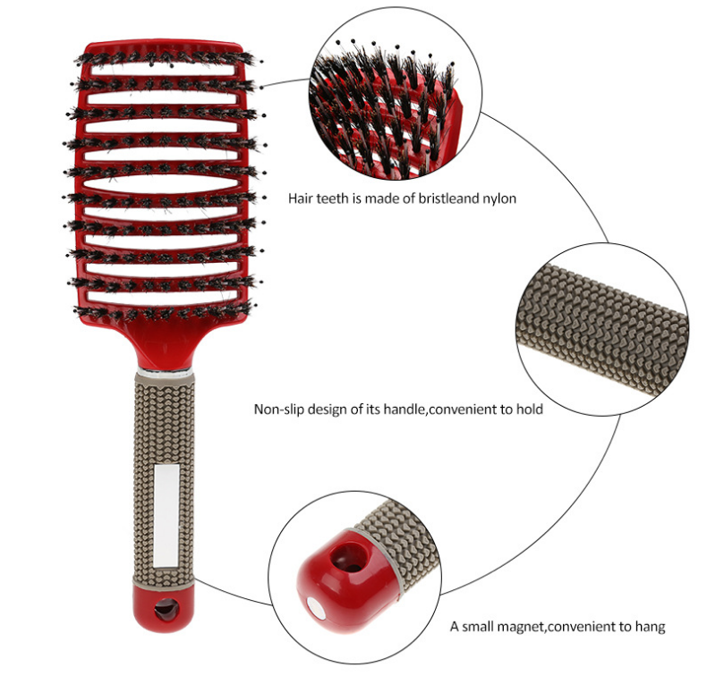 Anti-Klit Hairbrush for Women - Detangler Hair Brush with Nylon Bristles for Scalp Massage and Teasing