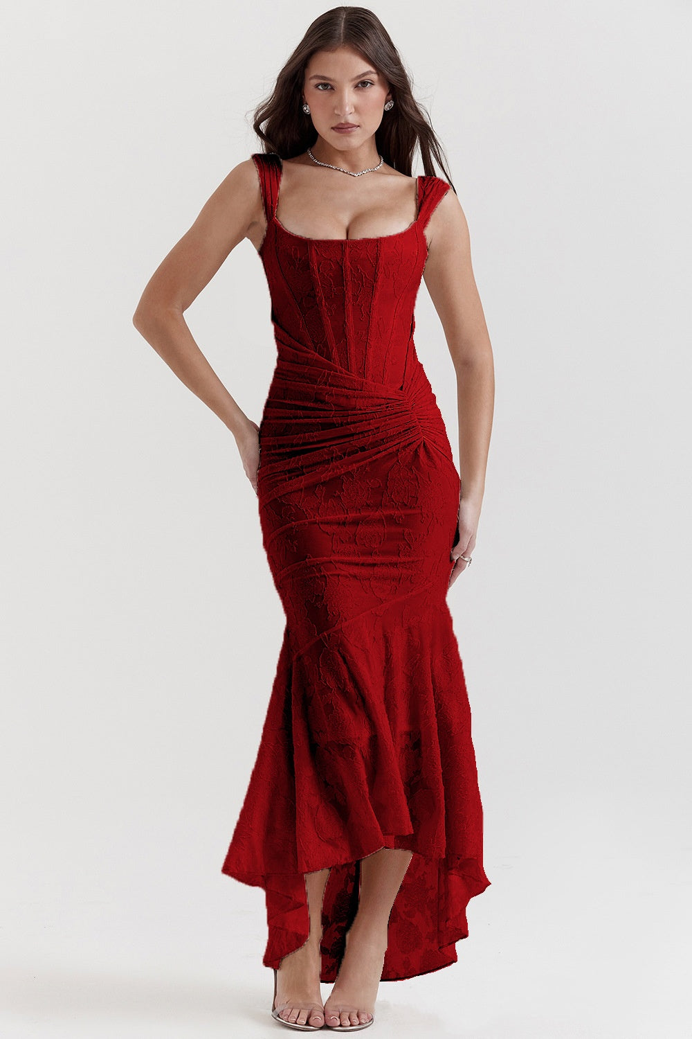 Off-Shoulder Backless Ruched Bodycon Evening Dress – Multiple Colors