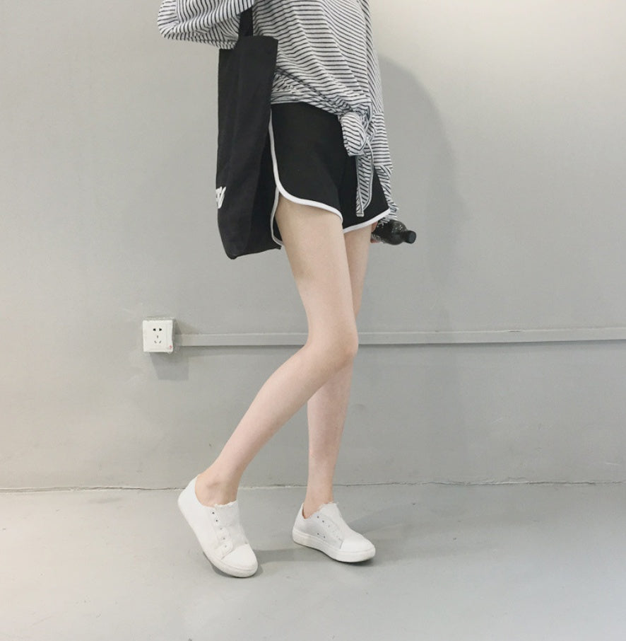 Four color optional cotton shorts female summer Korean version of the new ins wide leg loose solid color sports wear pants