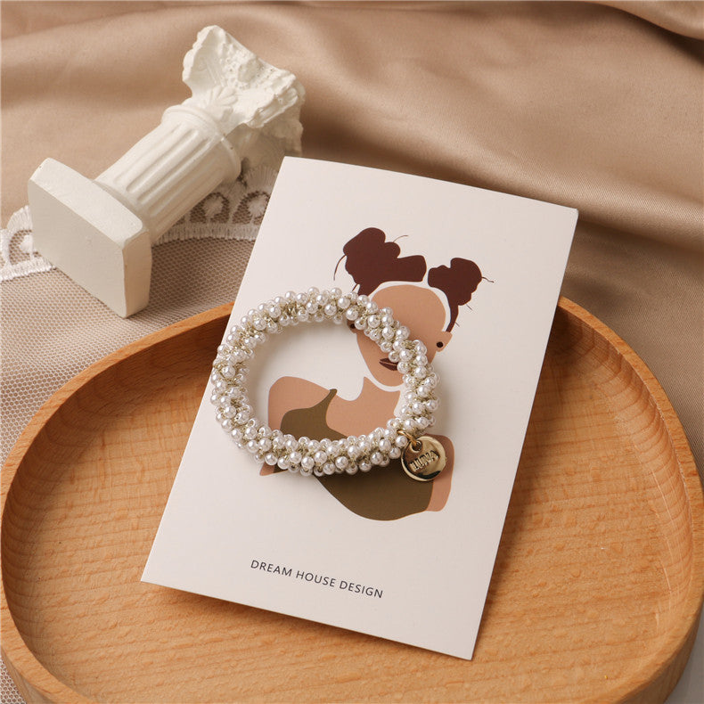 Elegant Headband Pearl Crystal Hair Tie Women