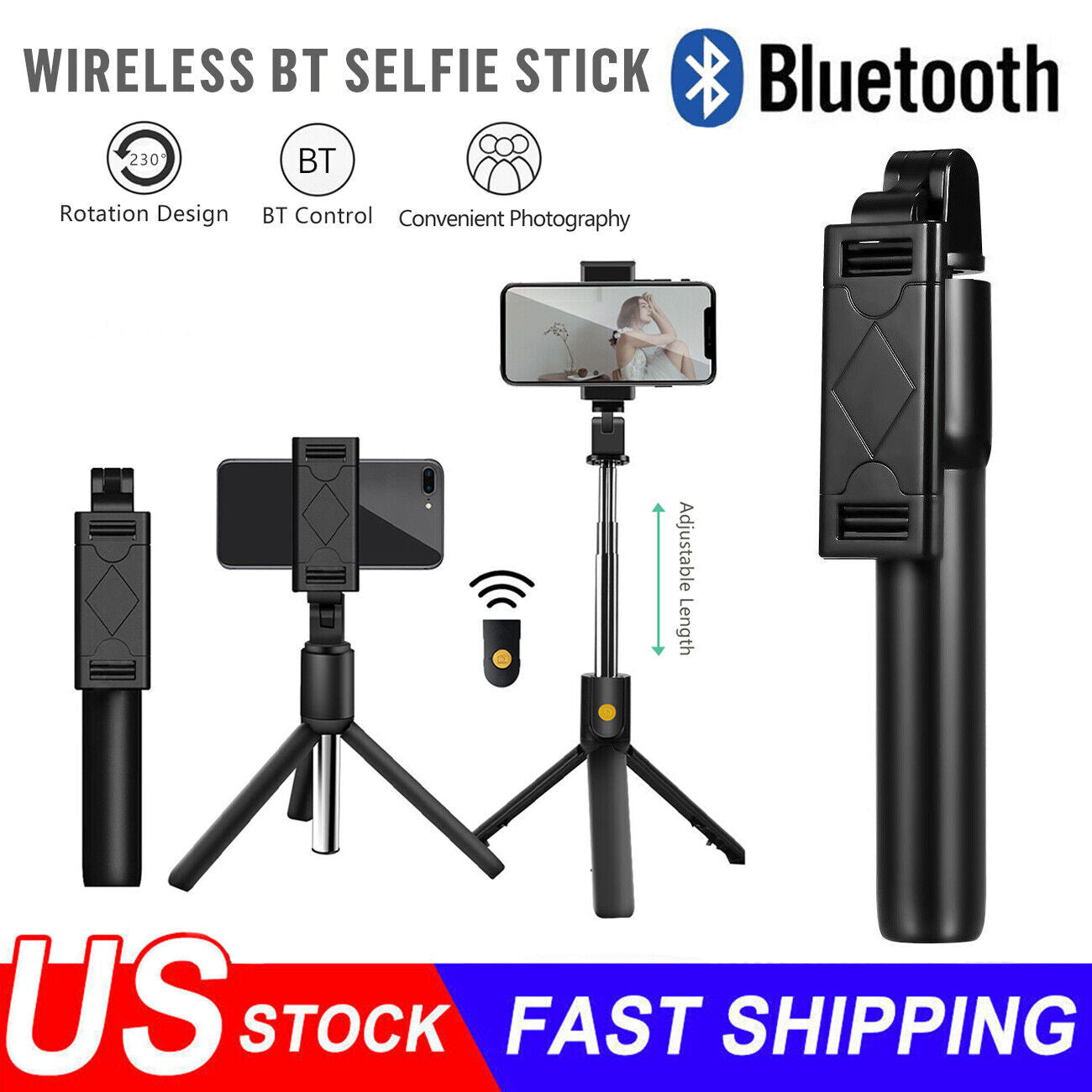 3-in-1 Universal Selfie Stick Tripod with Bluetooth Remote – Adjustable Stand for All Phones