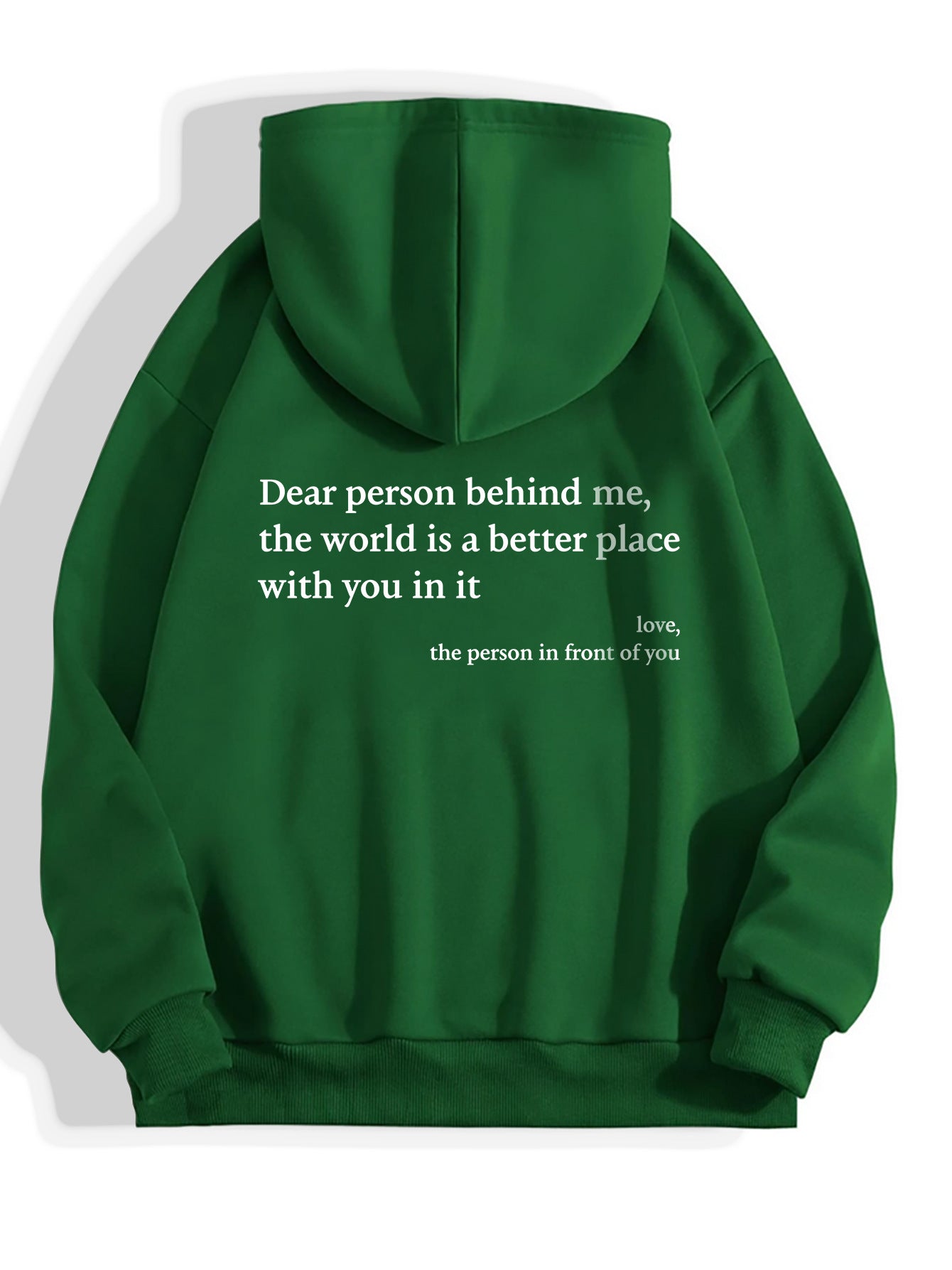 Women's Fashion Plush Letter Printed Kangaroo Pocket Drawstring Hoodie with Encouraging Message