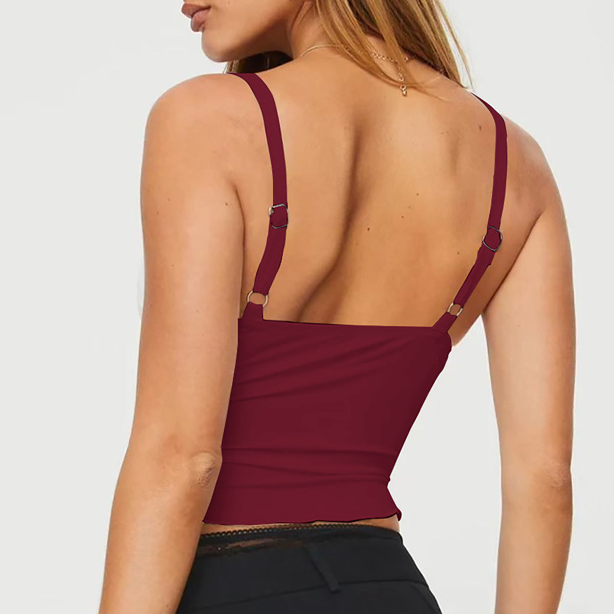 Women's Bow Camisole Backless Tank Waist Trimming Wave Edge Bandeau Sling Top