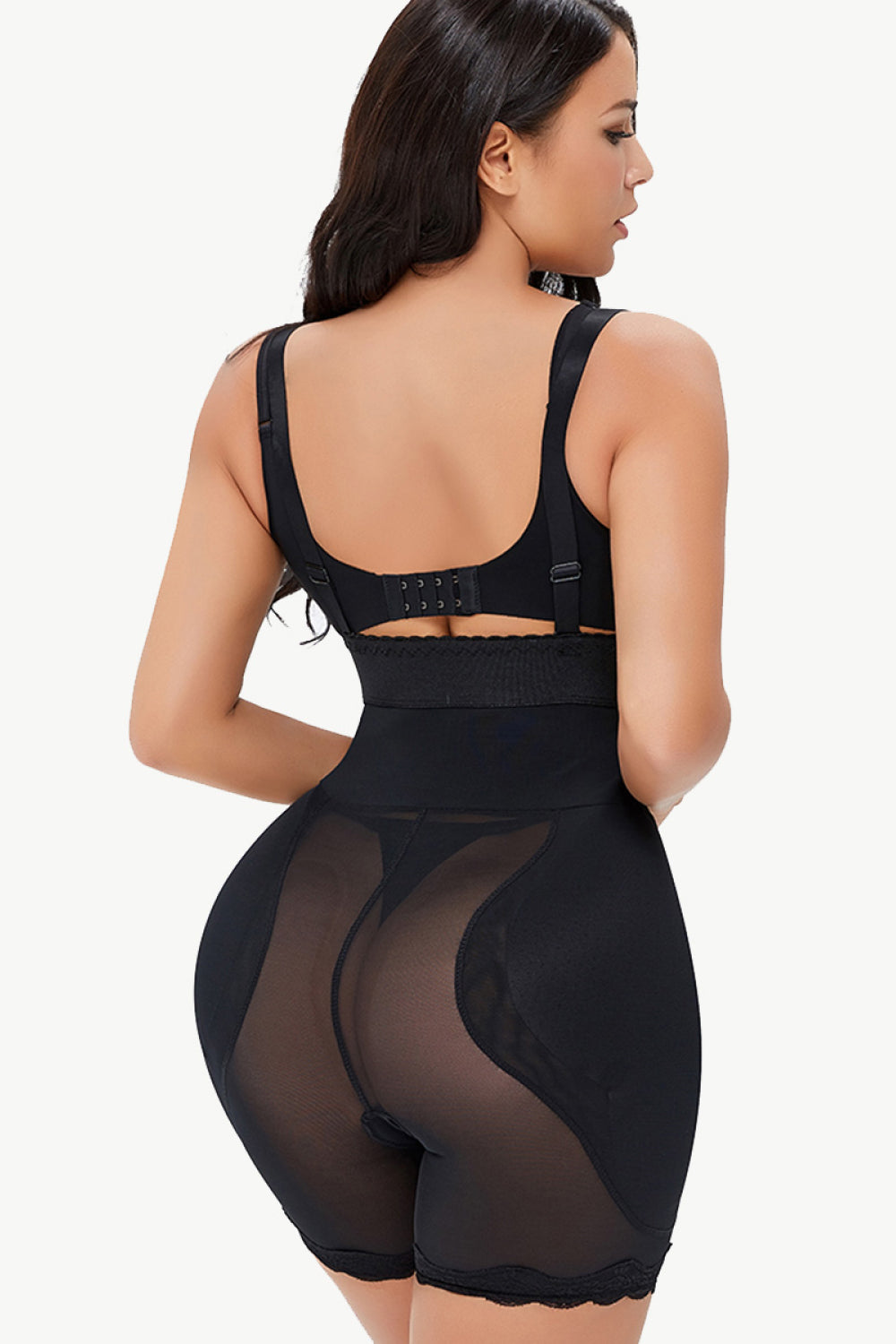 Full Size Zipper Shaping Bodysuit with Lace Trim – Tummy Control & Curve Sculpting