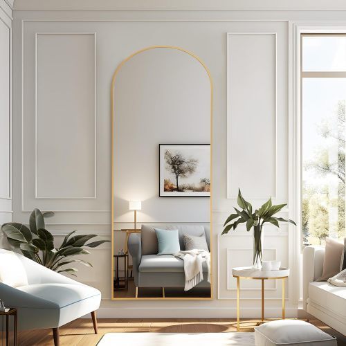 Gold 65x22 Inch Arched Full-Length Mirror – Luxe Elegance with a Modern Edge