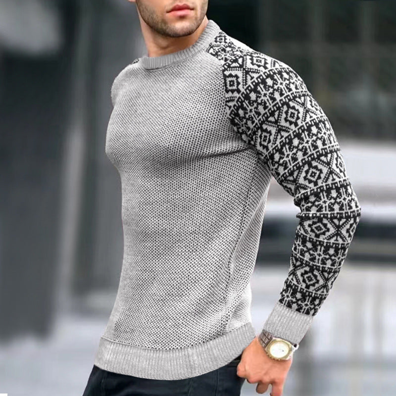 Men's Round Neck Waffle Sweater