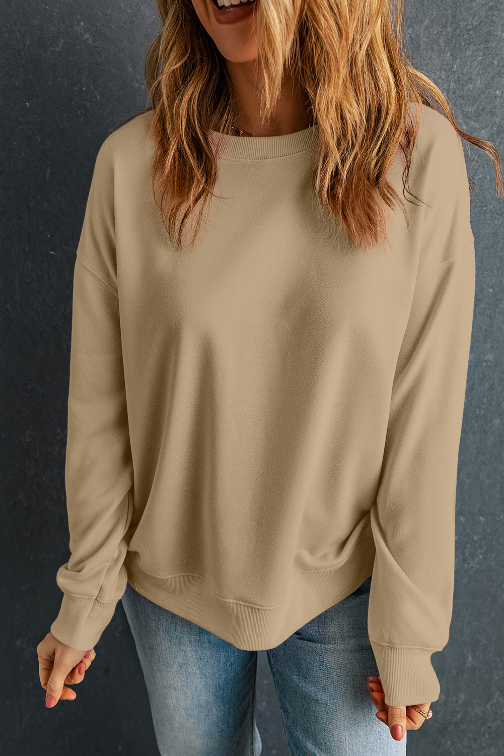 Cozy Round Neck Dropped Shoulder Sweatshirt