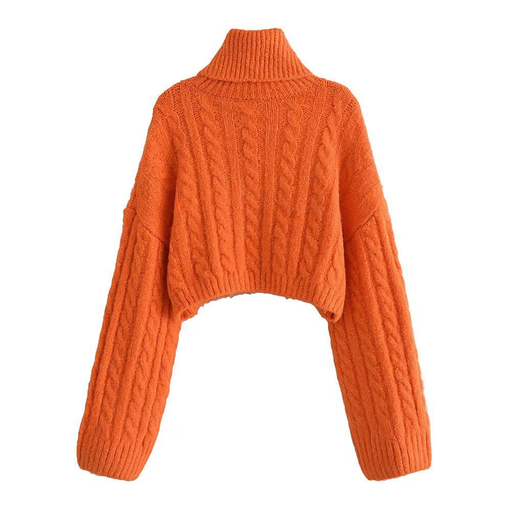 Women's Eight-strand Short Knitted Woolen Turtleneck Loose Sweater