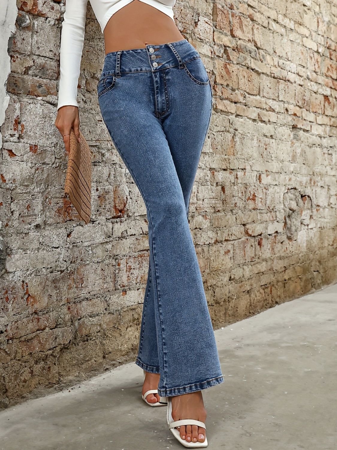 Bootcut Jeans with Pockets – Slight Stretch High-Rise Denim for Women