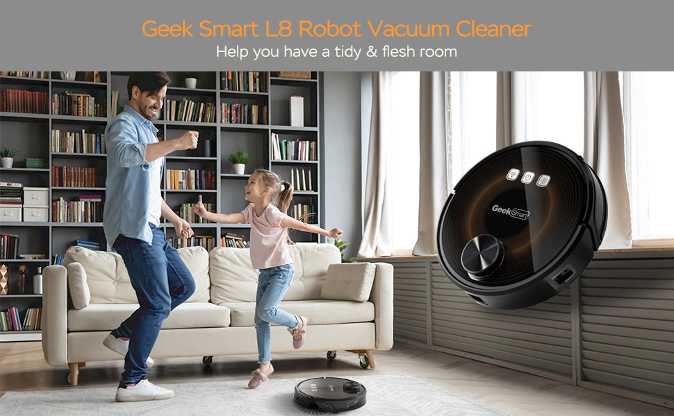 Geek Smart L8: LDS Navigation Robot Vacuum & Mop, Wi-Fi Connected, Selective Room Cleaning, 2700 PA Suction, Ideal for Pets & Larger Homes
