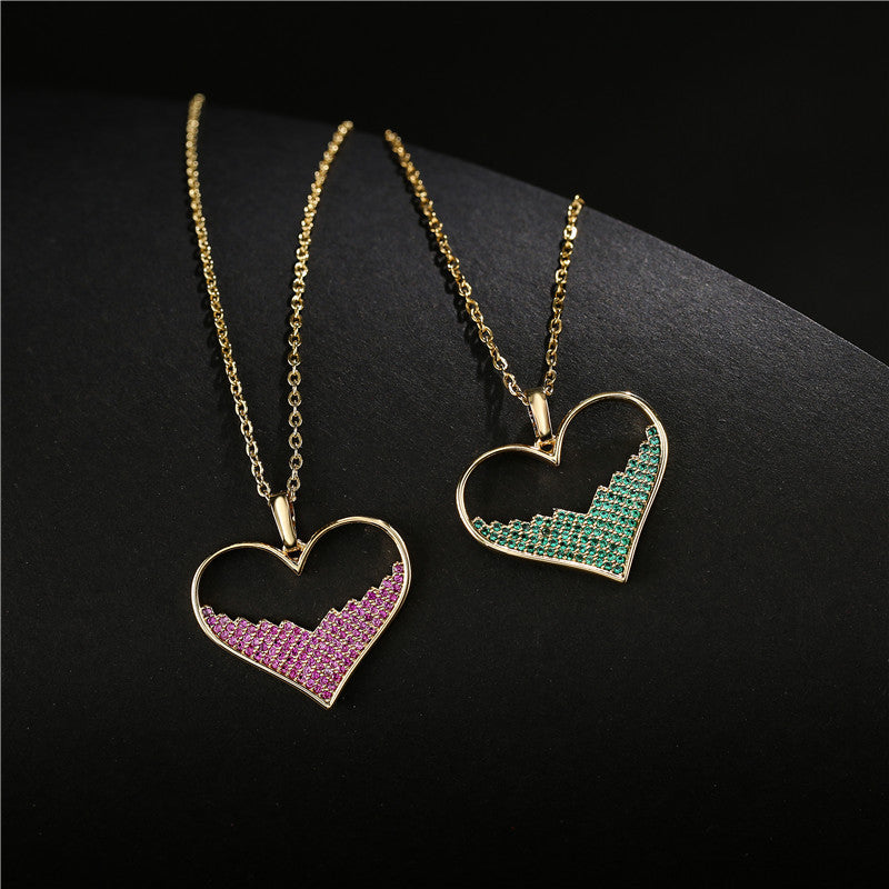 18K Gold Bronze Micro Palette Zirconium Love Pendant Necklace