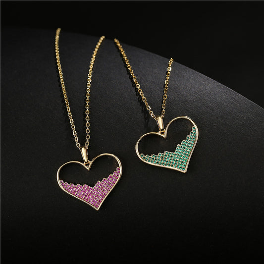 18K Gold Bronze Micro Palette Zirconium Love Pendant Necklace