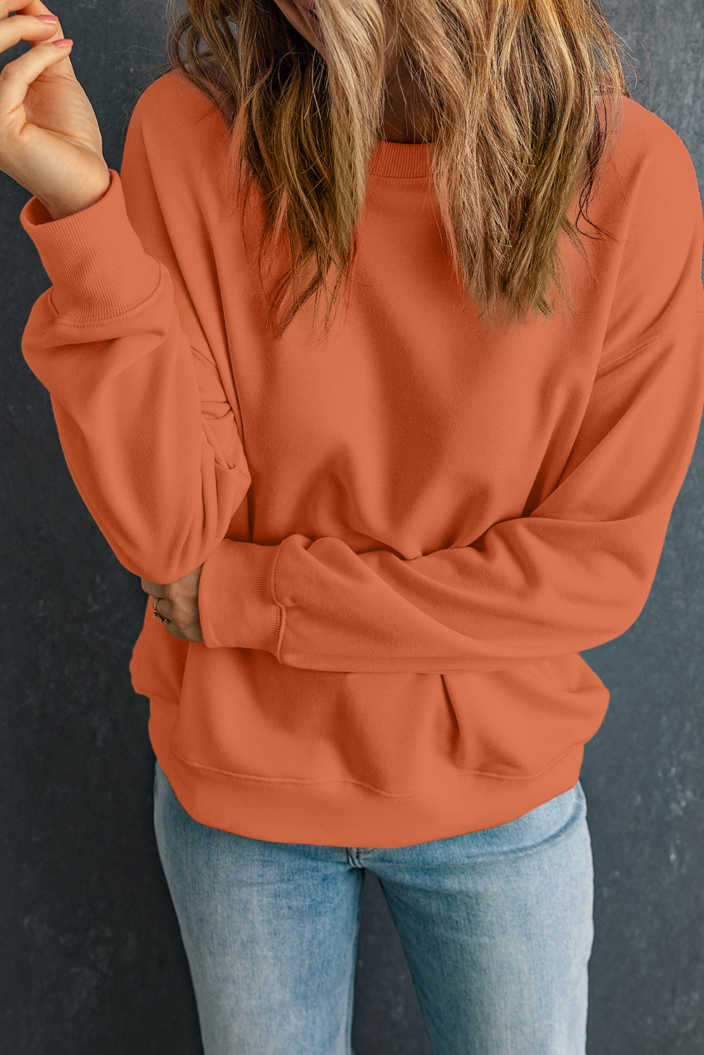 Cozy Round Neck Dropped Shoulder Sweatshirt