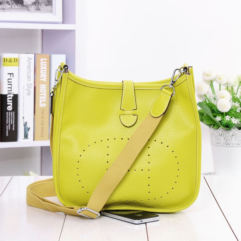 Women Litchi Stria Leather Crossbody Shoulder Togo Classic Purse Handbag Bags