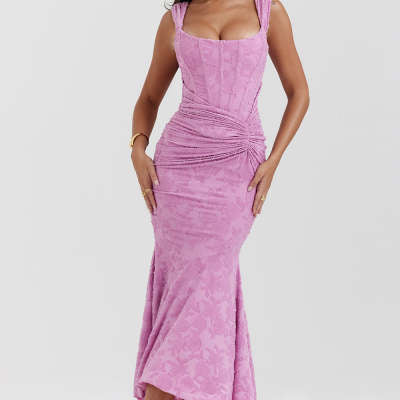 Off-Shoulder Backless Ruched Bodycon Evening Dress – Multiple Colors