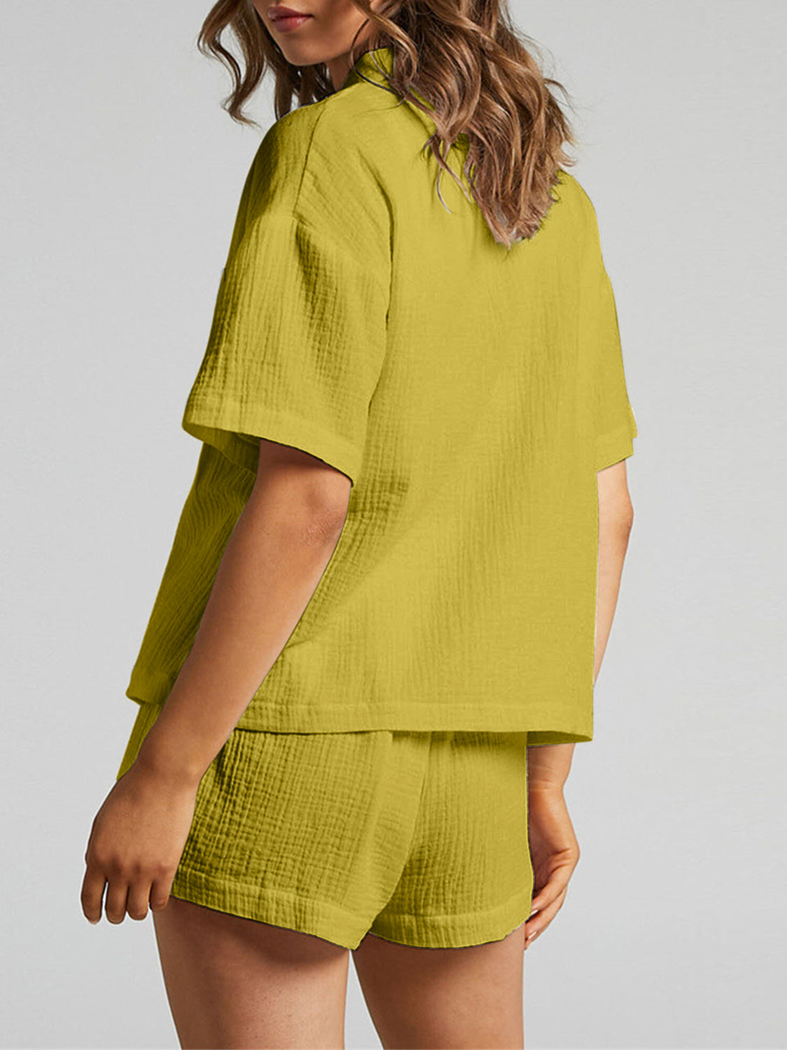 Square Neck Wide Strap Top and Pants Set – 100% Cotton 2-Piece Outfit with Pockets & Button Detail