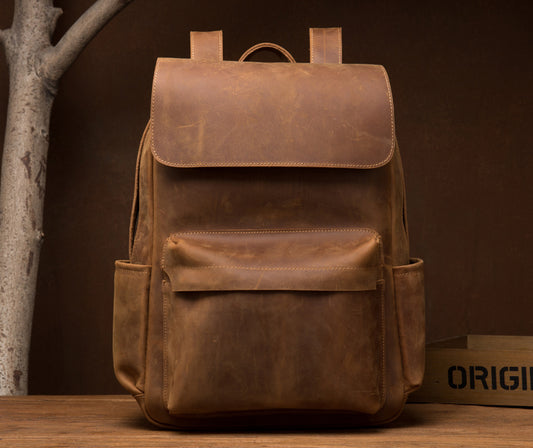 Crazy Horse men backpack Leather cowhide leather luggage male Baotou Backpack Bag