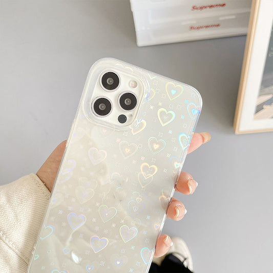 Laser Colorful Love Phone Case – Double-Sided Shine for iPhone Models