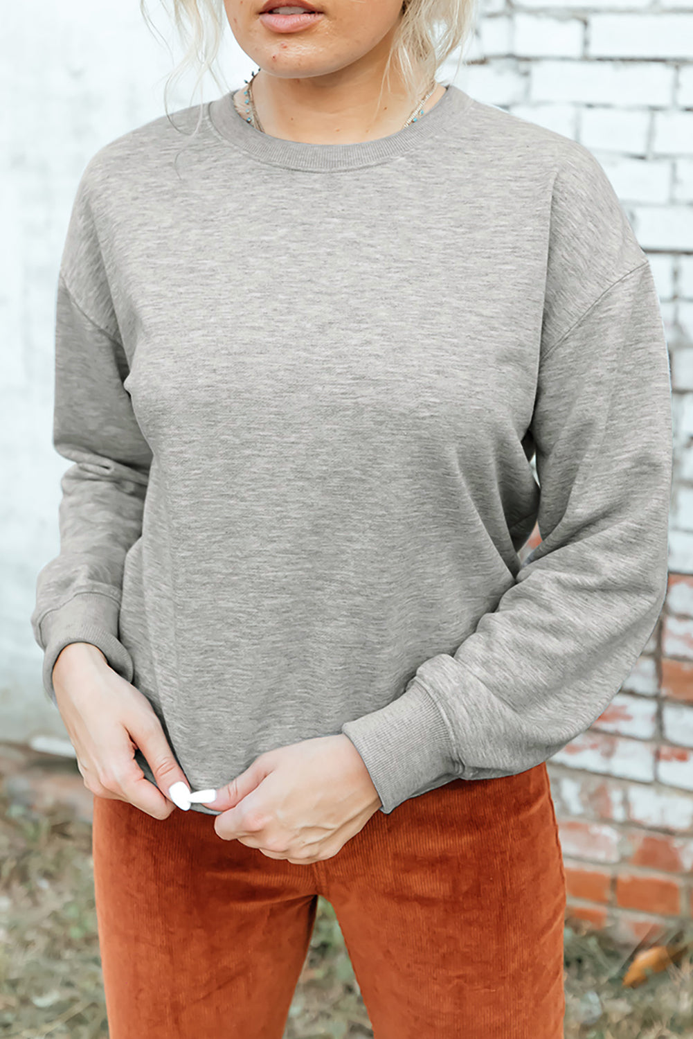 Cozy Round Neck Dropped Shoulder Sweatshirt