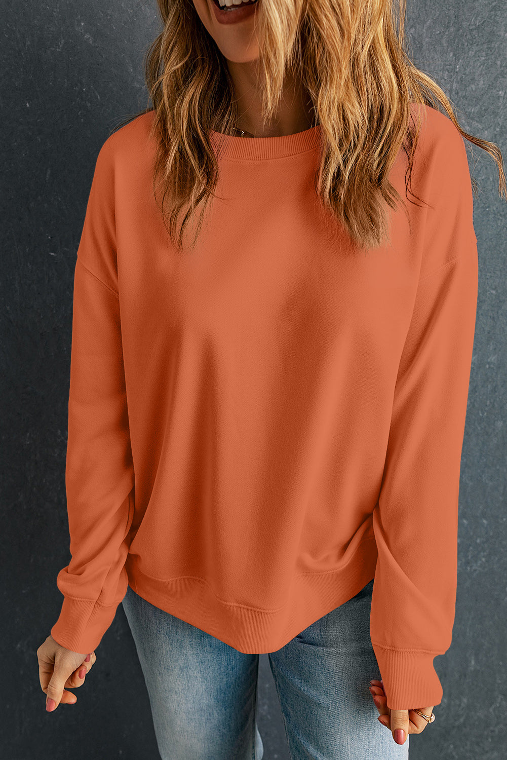 Cozy Round Neck Dropped Shoulder Sweatshirt