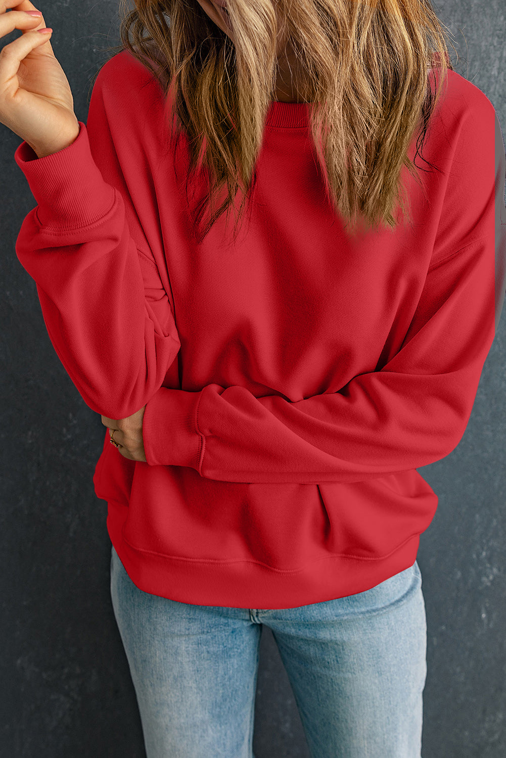 Cozy Round Neck Dropped Shoulder Sweatshirt