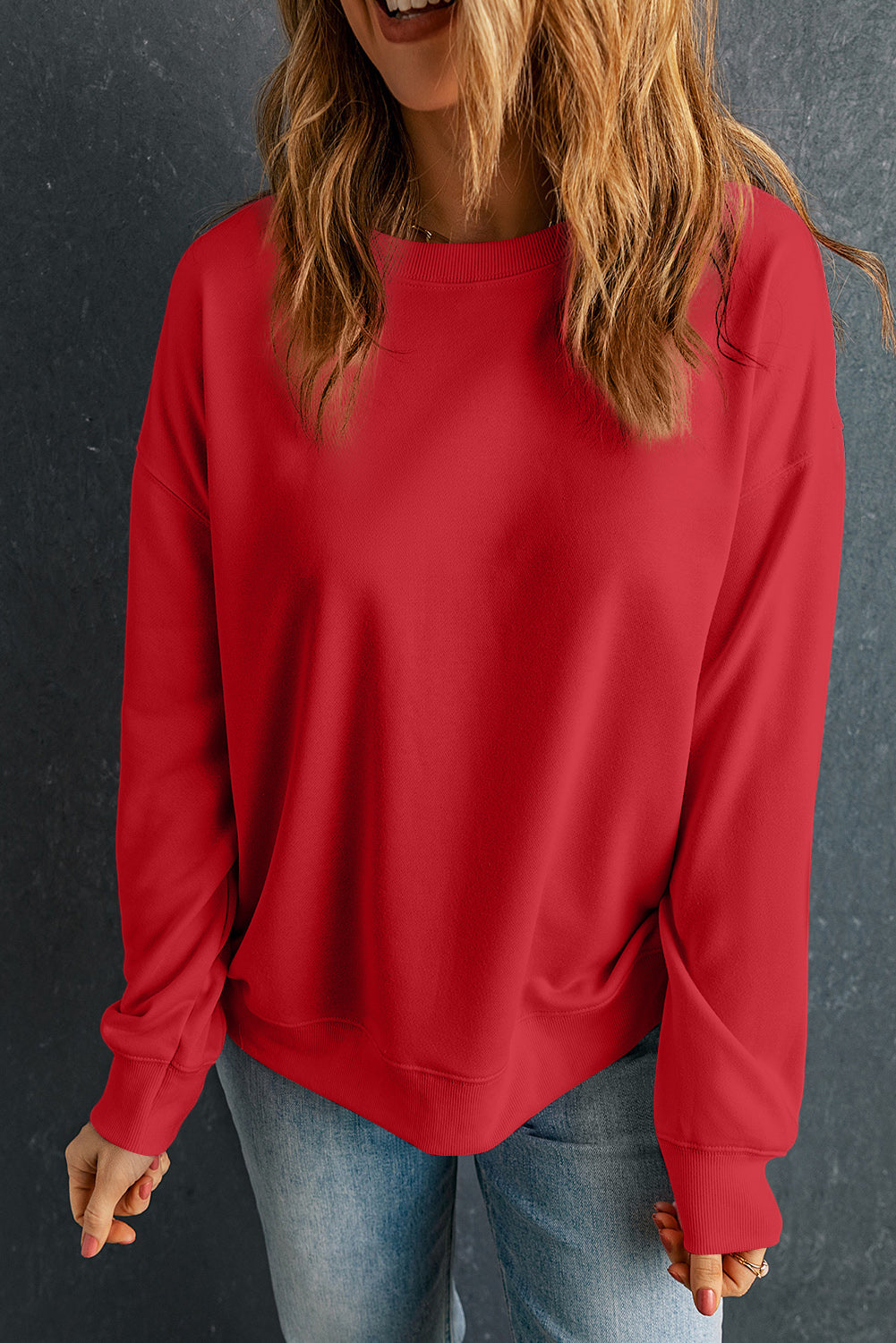 Cozy Round Neck Dropped Shoulder Sweatshirt