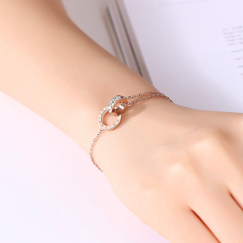 Sparkling Diamond Inlaid Zircon Titanium Steel Bracelet: Elegant and Durable Jewelry