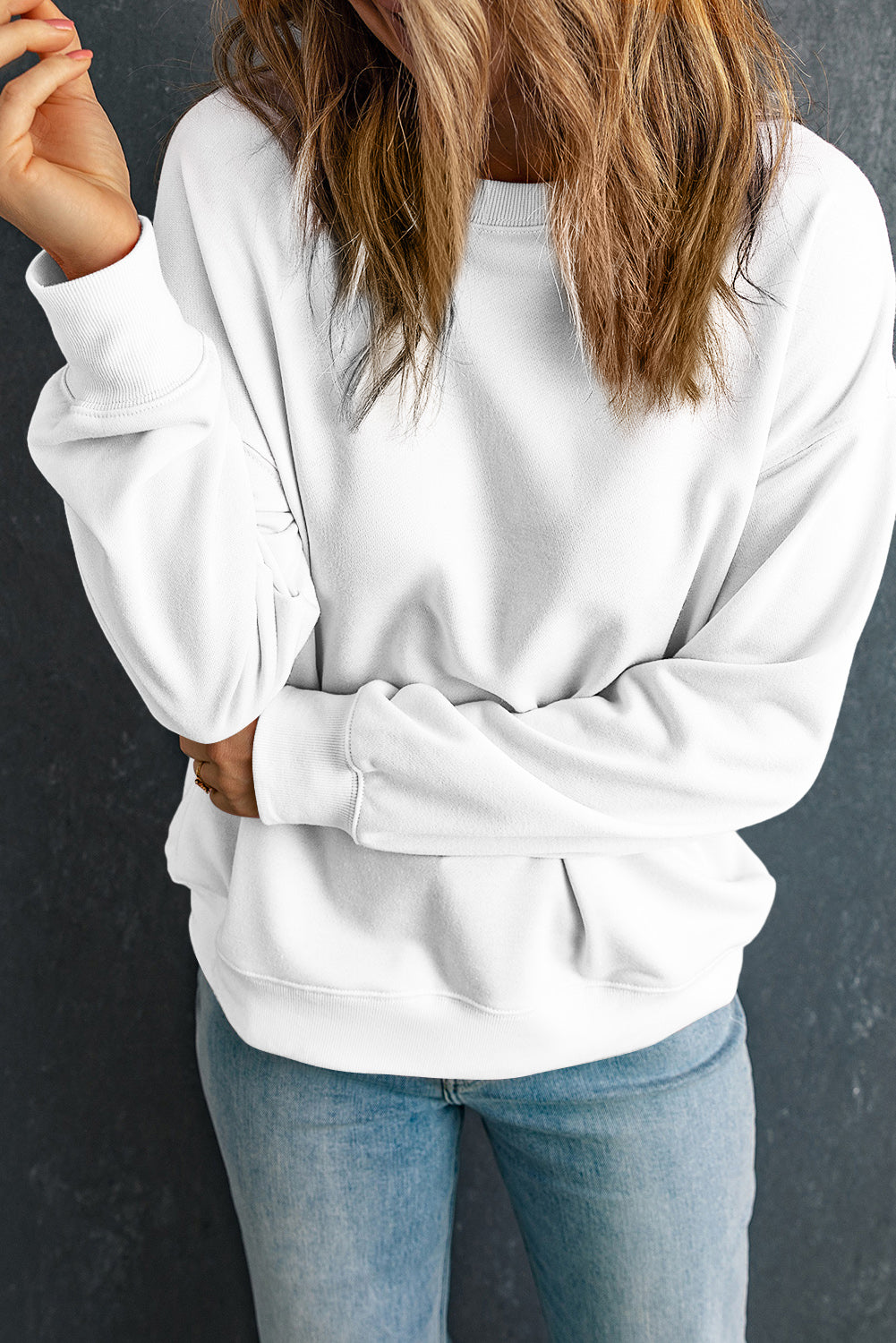 Cozy Round Neck Dropped Shoulder Sweatshirt
