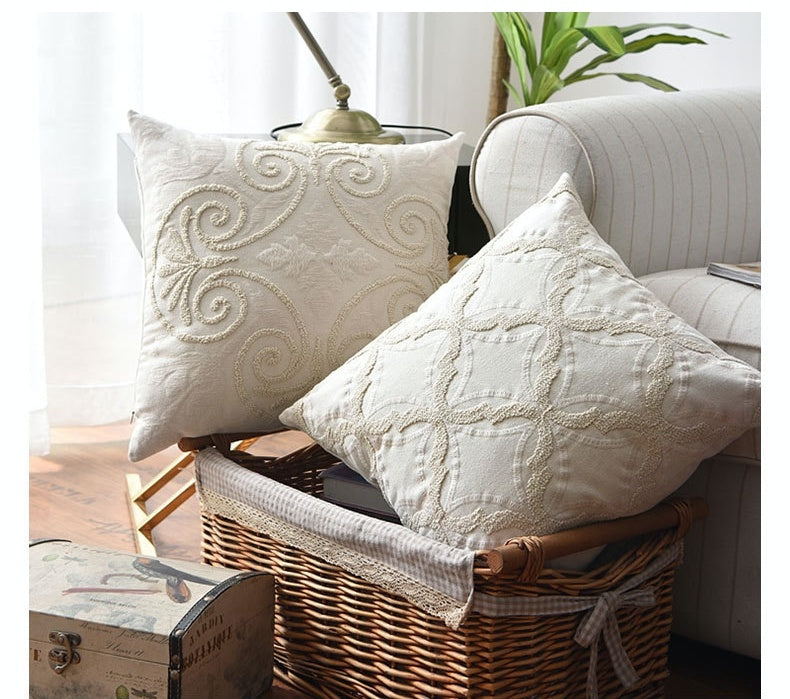 Cotton And Linen Woven Embroidered Couch Pillow Bed Head Cushion