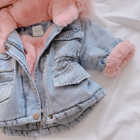 Charming Denim Delight: Baby Girl's Denim Coat