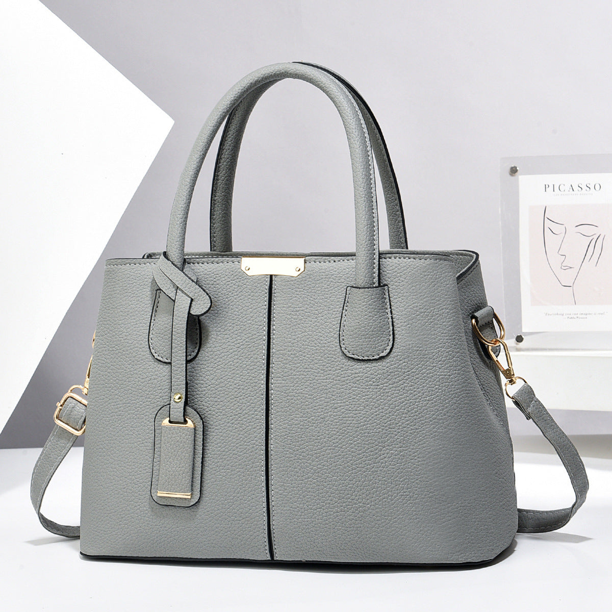 Women’s PU Leather Shoulder Handbag – Large Capacity Messenger Bag with Buckle Strap