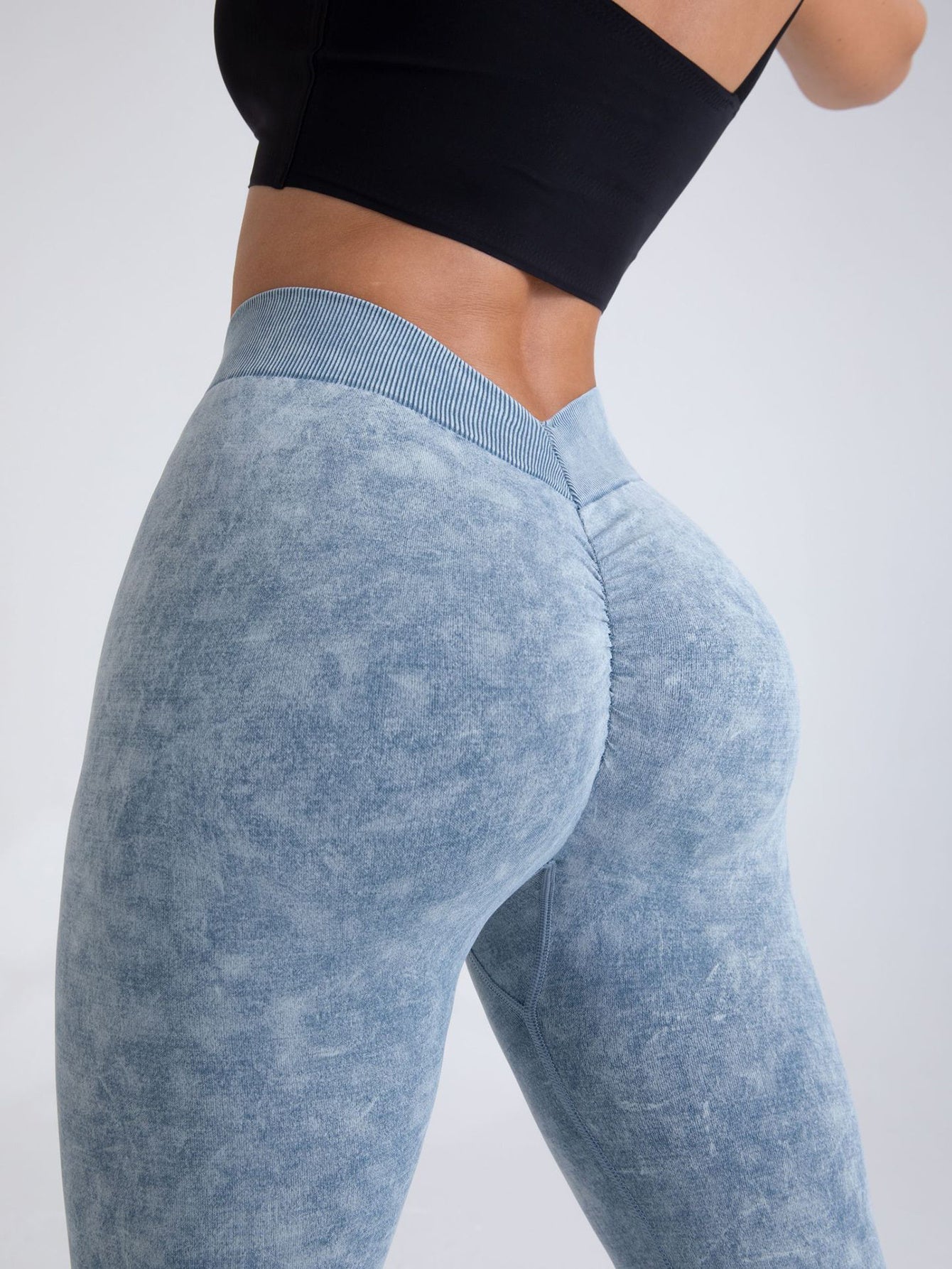 V Back Scrunch Butt Workout Leggings Women Seamless Gym Yoga Leggings High Waist