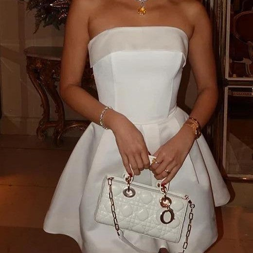 Sexy Sleeveless White Cotton Tube-top Dress – Waist-Tight Summer Dress for Women