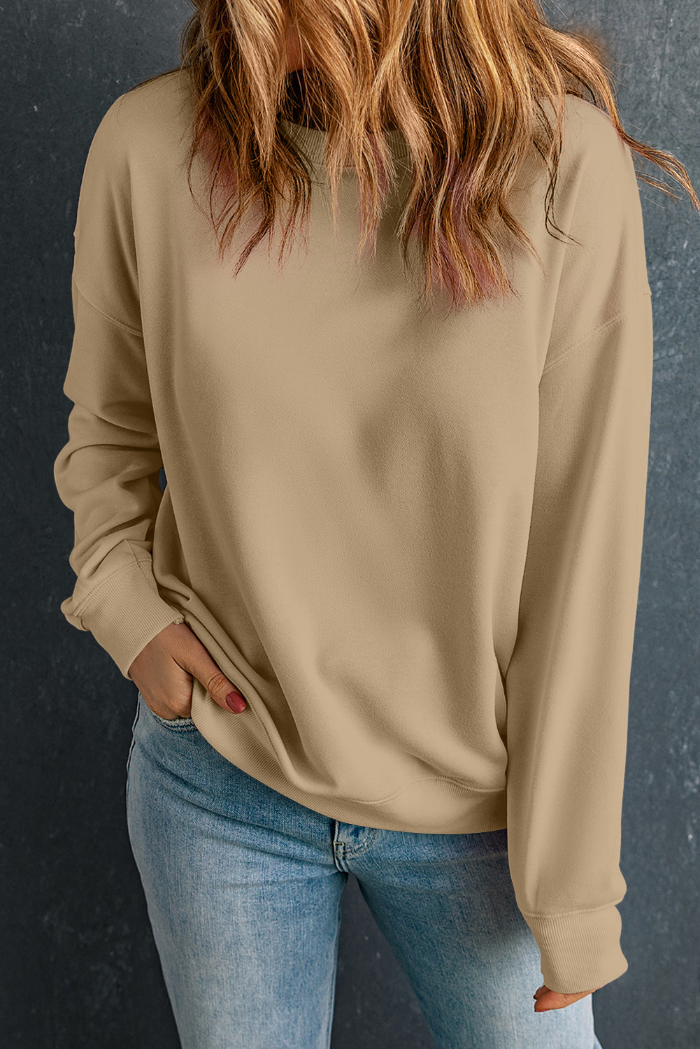 Cozy Round Neck Dropped Shoulder Sweatshirt