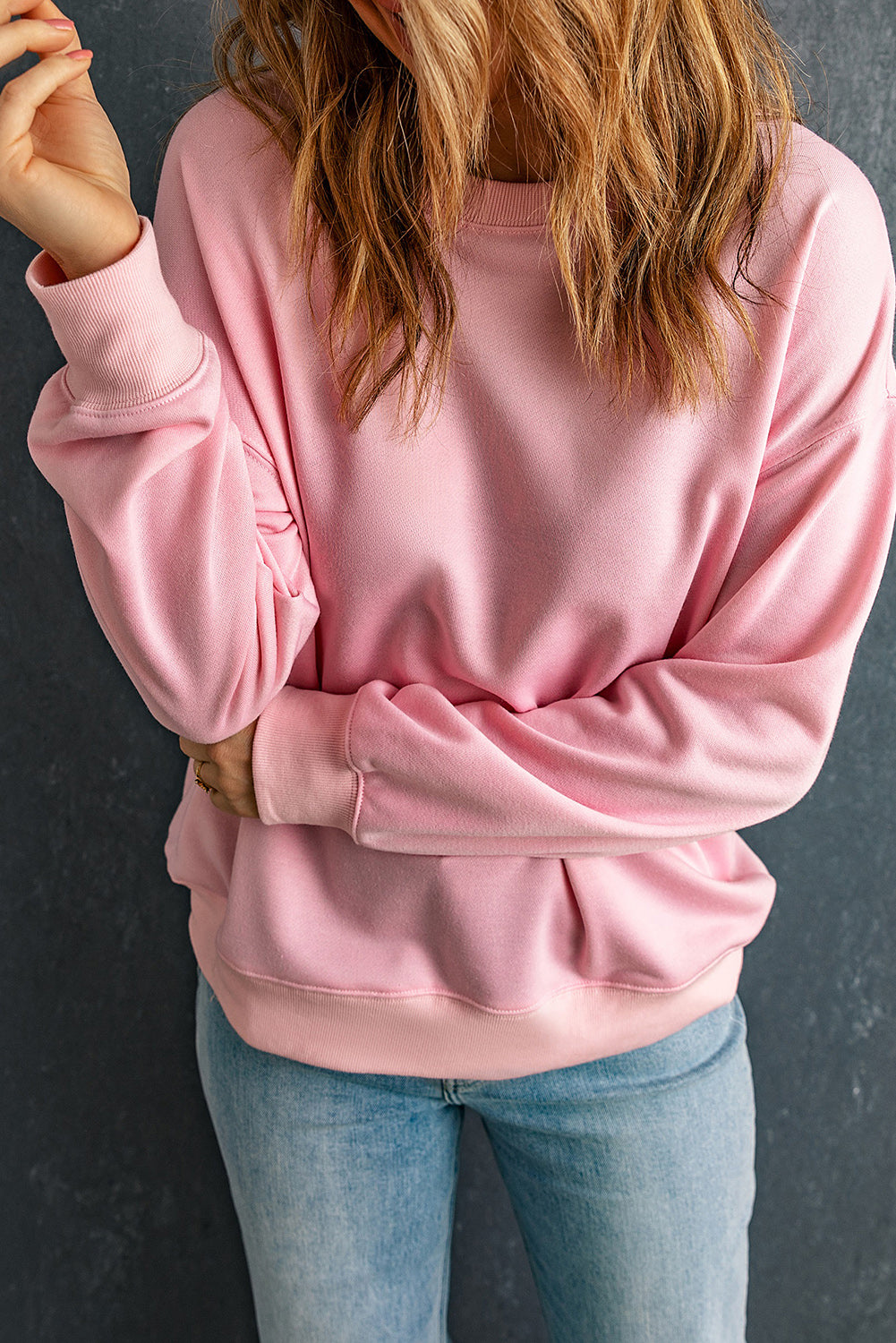 Cozy Round Neck Dropped Shoulder Sweatshirt