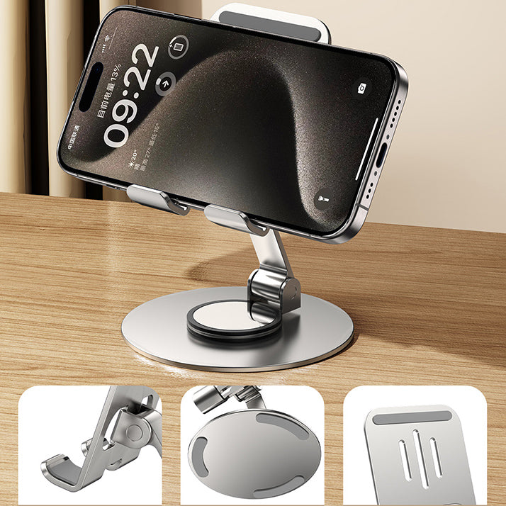 Free Shipping Tk Dropshipping Compact Foldable Desktop Phone Holder Adjustable Desktop Phone & Tablet Stand Metal Mobile Phone Stander For Home & Office Watch TV Show Stable Rotatable Ipad Holder