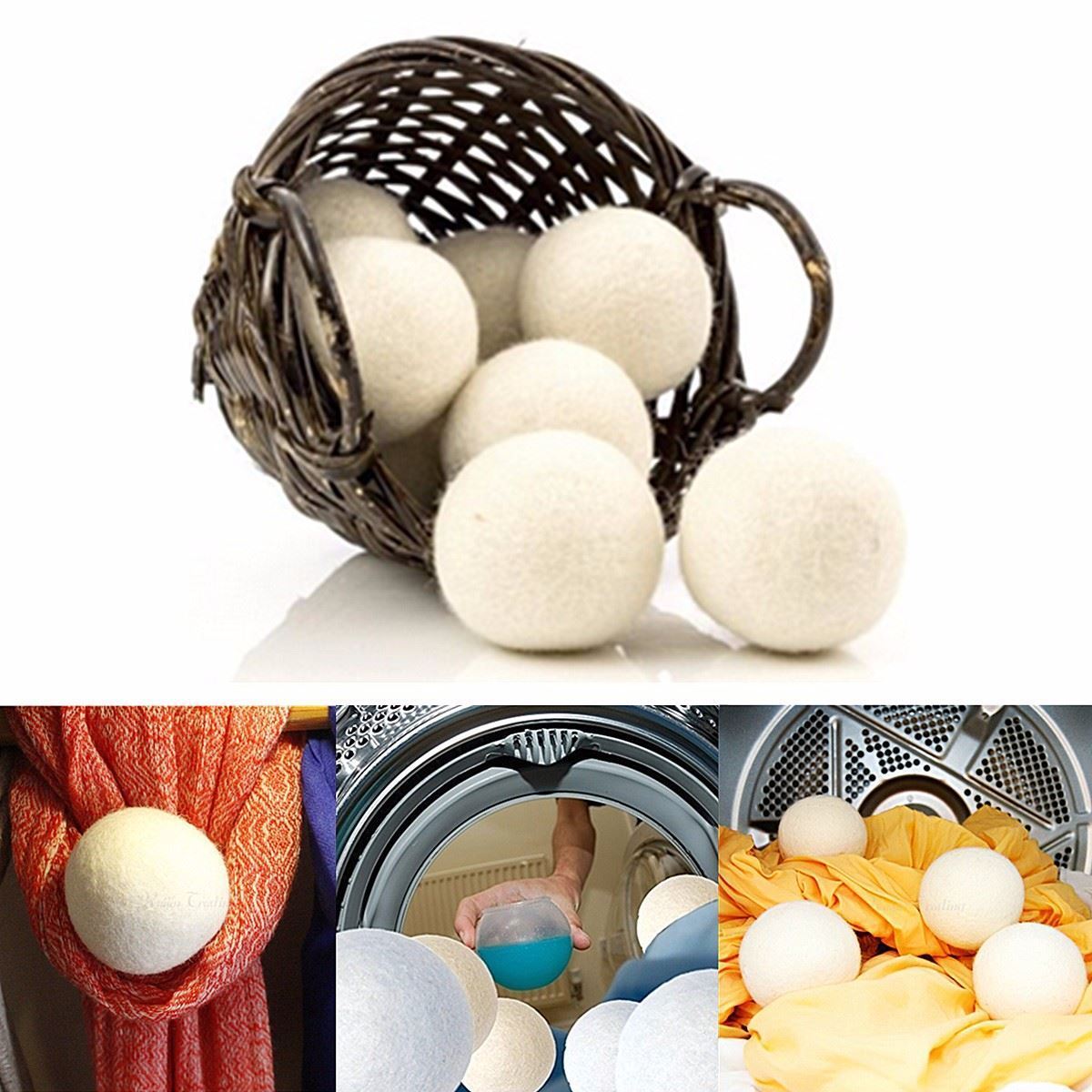 Reusable Organic Wool Dryer Balls – 6-Pack, Natural Fabric Softener & Static Reducer
