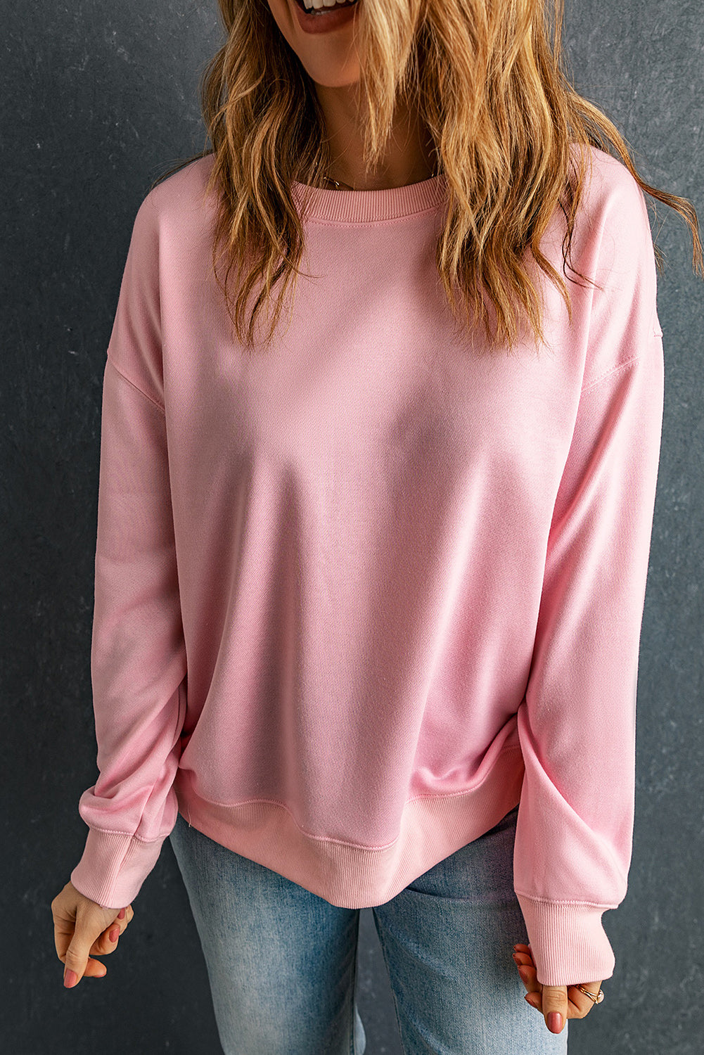 Cozy Round Neck Dropped Shoulder Sweatshirt