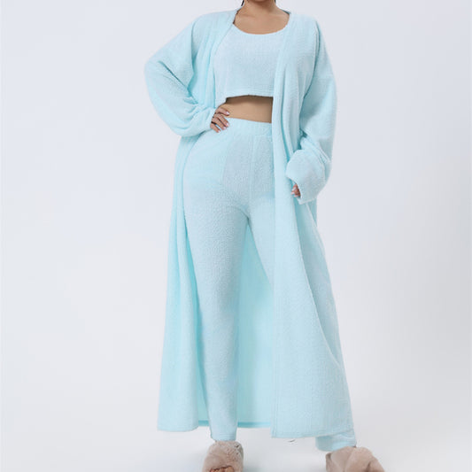 Cozy Pajama Set, 3 Piece Lounge Set, Cute Loungewear, Warm Suit Sets, Matching Set, Lounge Set, 3 Piece Pant Sets, Women Winter