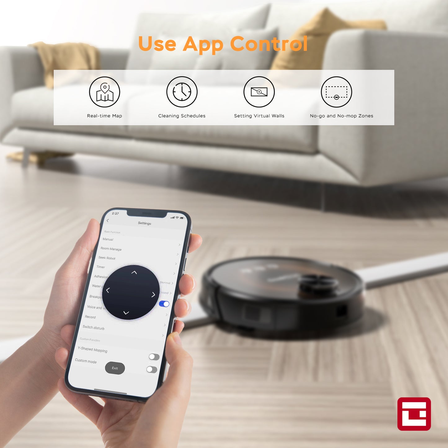 Geek Smart L8: LDS Navigation Robot Vacuum & Mop, Wi-Fi Connected, Selective Room Cleaning, 2700 PA Suction, Ideal for Pets & Larger Homes
