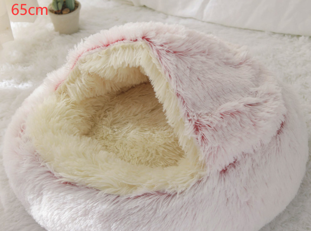 2 In 1 Dog And Cat Bed Pet Winter Bed Round Plush Warm Bed House Soft Long Plush Pets Bed