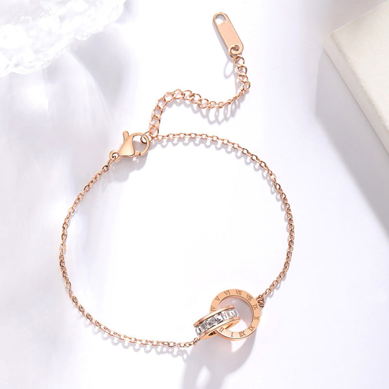 Sparkling Diamond Inlaid Zircon Titanium Steel Bracelet: Elegant and Durable Jewelry