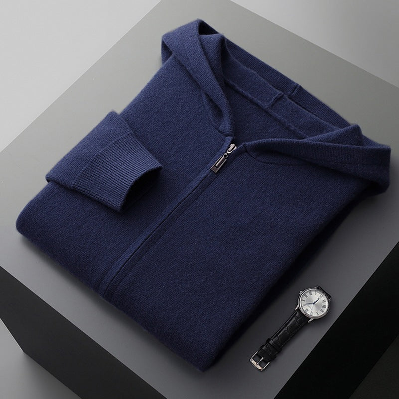 Youth Cashmere Cardigan Casual Hooded Zipper Cardigan