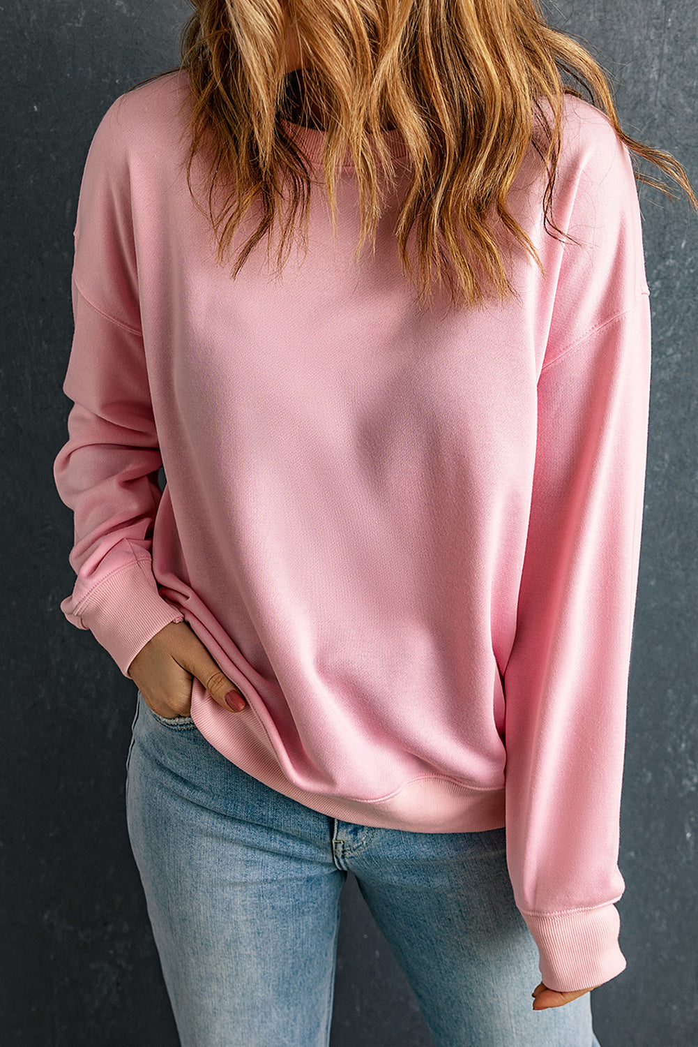 Cozy Round Neck Dropped Shoulder Sweatshirt