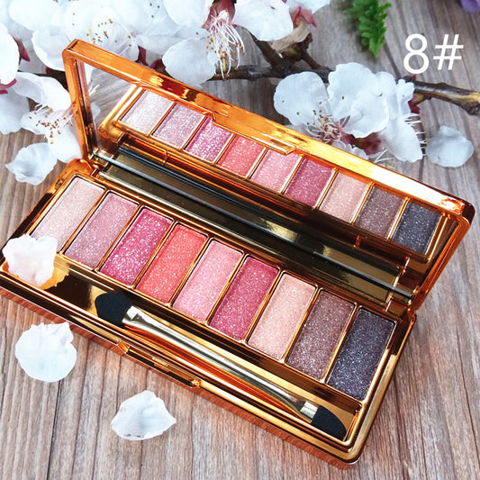 9-color Eyeshadow Palette Gold Pearlescent Earth Color Does Not Bloom